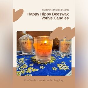 3 oz Handmade Beeswax Votives ~lightly Happy Hippy Scented Candles ~ set of 2